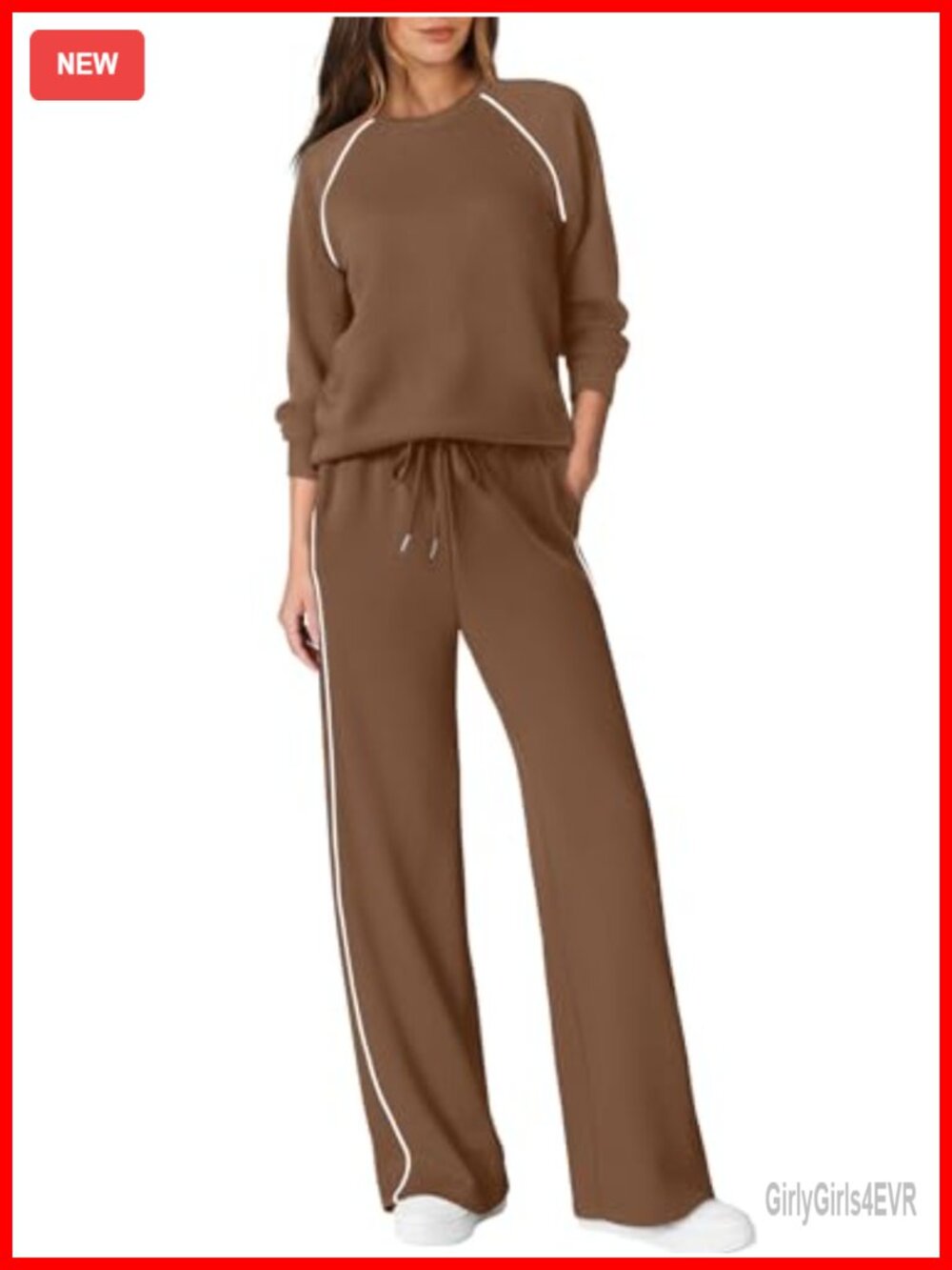 2 Piece Lounge Set Sweatsuit Long Sleeve Pullover & Pants Pockets